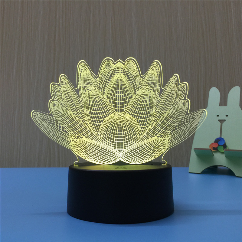 7 color changing Touch Lotus 3D colorful night light stereoscopic visual illusion lamp LED lamp Decor light