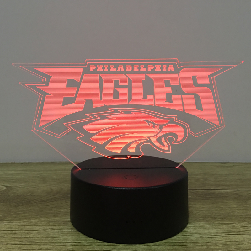 Football Team Logo 3D Lamp Table NightLight 7 Color Change Football LED Desk Light Touch Multicolored USB Power Lamp