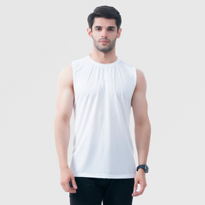 Customized Cotton Seamless Men's Undershirt Bodybuilding Workout Undershirt Gym Tank Tops White Vest Wholesale