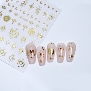 3D Gold Sun/Moon/Star Bronzing Nail Art Sticker Laser Star Moon Design Nail Decal