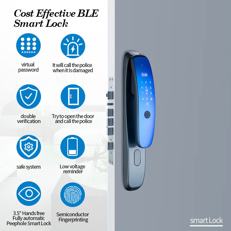 Digital Smart Door Lock Hotel Anti-Peep Password Fingerprint Cipher Code Keyless Digital Code Peephole Camera Door Lock