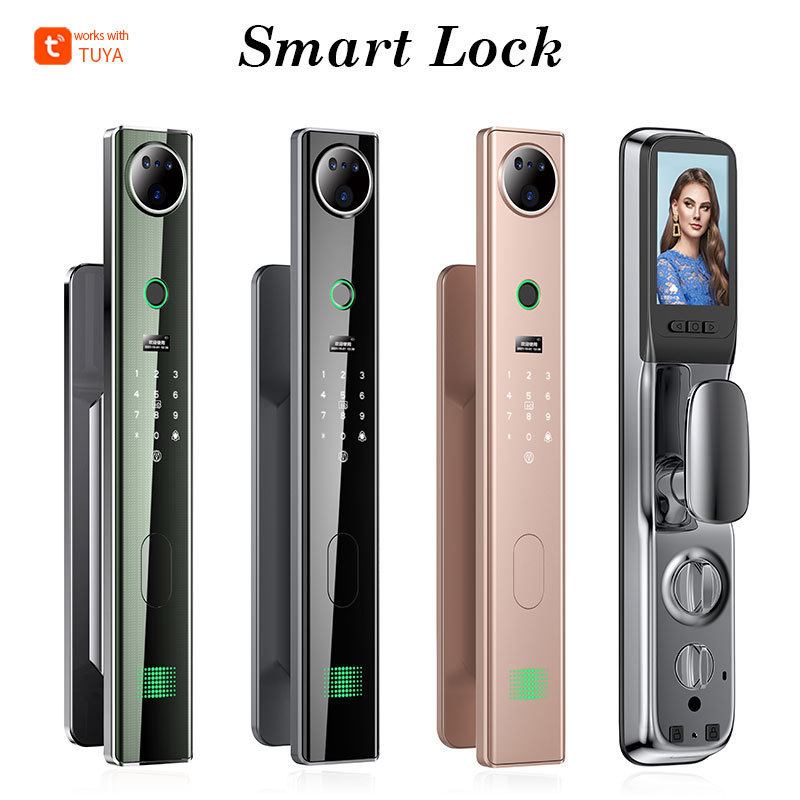 Camera Tuya App Digital Code IC Card Smartphone Remote Control Fingerprint 3D Face Password Smart Front Door Lock