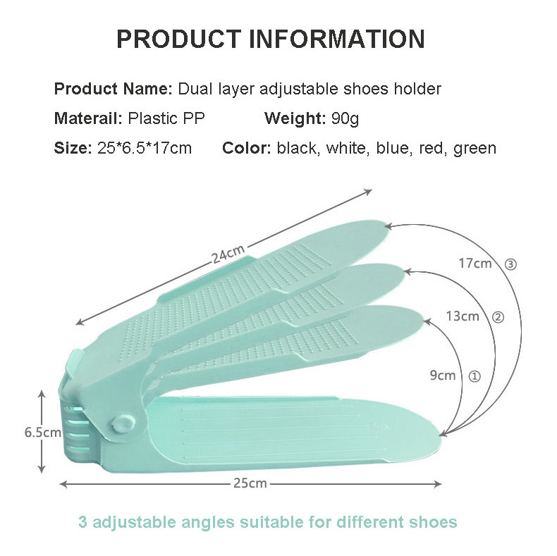 Factory Wholesale Height Adjustable Shoes Rack Double Layer Plastic Three-dimensional Shoe Holder Displays