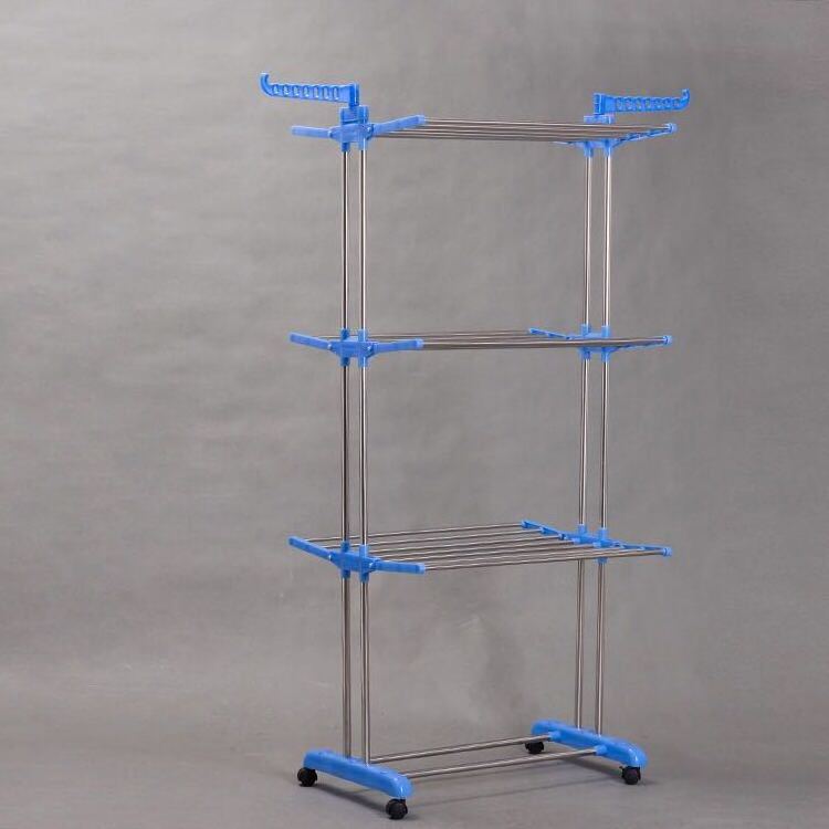 Foldable 3 Tier Clothes Drying Rack Rolling Collapsible Laundry Dryer Hanger Stand Cloth Storage Stand Hanger Convenient