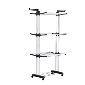 Foldable 3 Tier Clothes Drying Rack Rolling Collapsible Laundry Dryer Hanger Stand Cloth Storage Stand Hanger Convenient