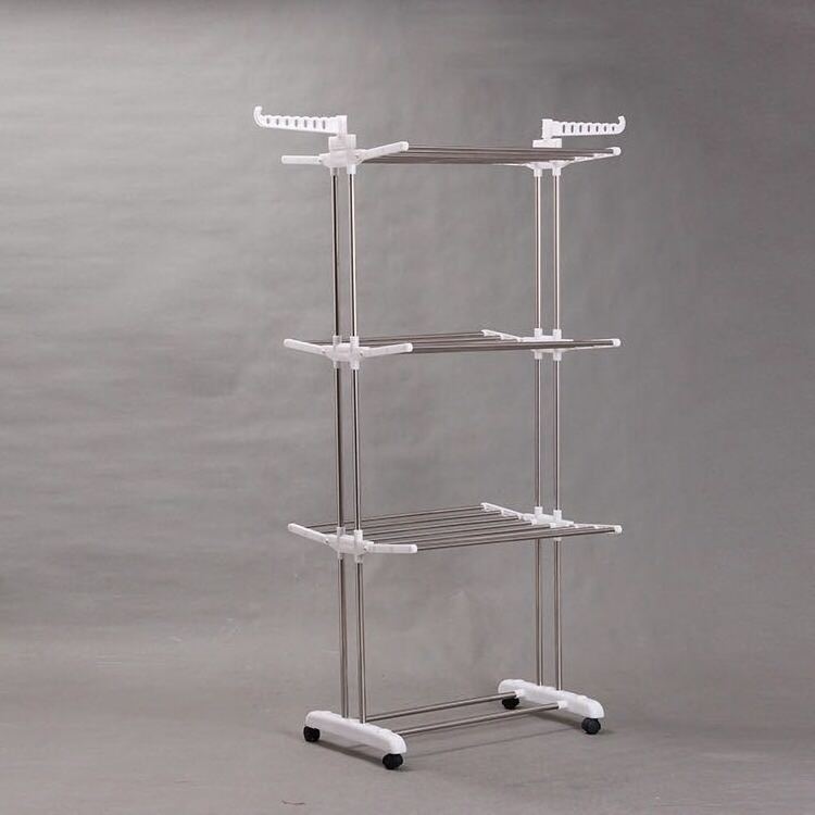 Foldable 3 Tier Clothes Drying Rack Rolling Collapsible Laundry Dryer Hanger Stand Cloth Storage Stand Hanger Convenient