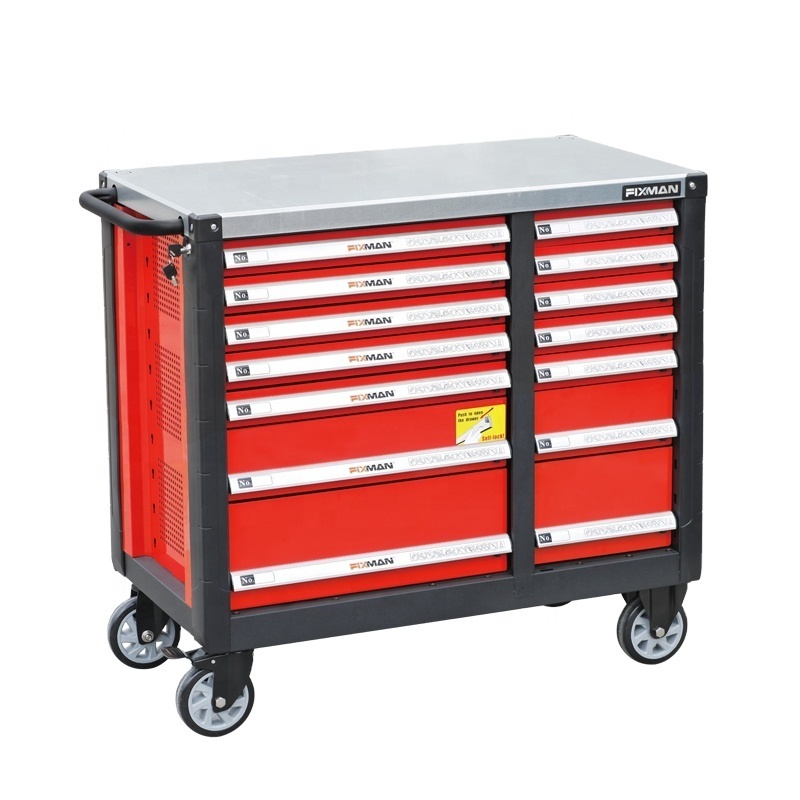 FIXMAN High Quality 14-Drawer Movable Tool Workbench Cabinet On Wheels With Storage