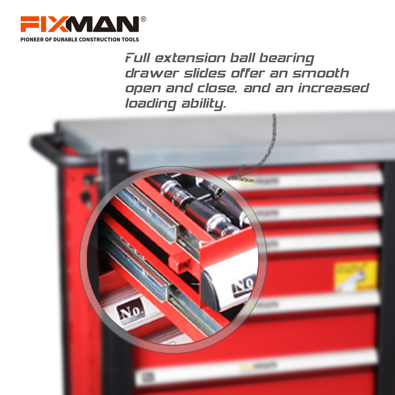 FIXMAN 7 Drawer Steel Garage Mechanic Tool Storage Roller Box Cabinet Chests Trolley With Tools Set