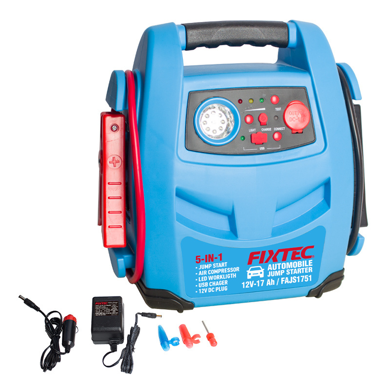 FIXTEC 12V Vehicle Jump Start and Battery Jump Start Power Station 5 in 1 Automobile Jump Starter