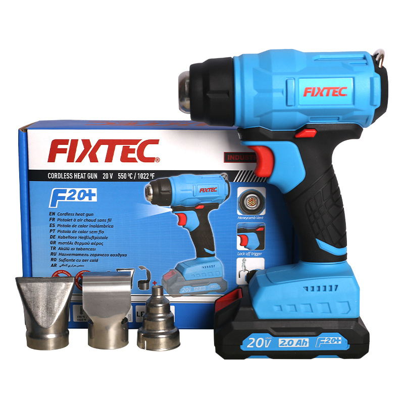 FIXTEC Factory Price Heavy Duty Hand held Cordless Battery Hot Air Gun Shrink Wrapping Machine Heat Gun For Car Wrap