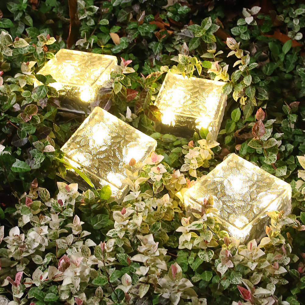 Outdoor Garden LED Solar Ice Floor Tile Cube Underground Light Solar Glass Brick Light