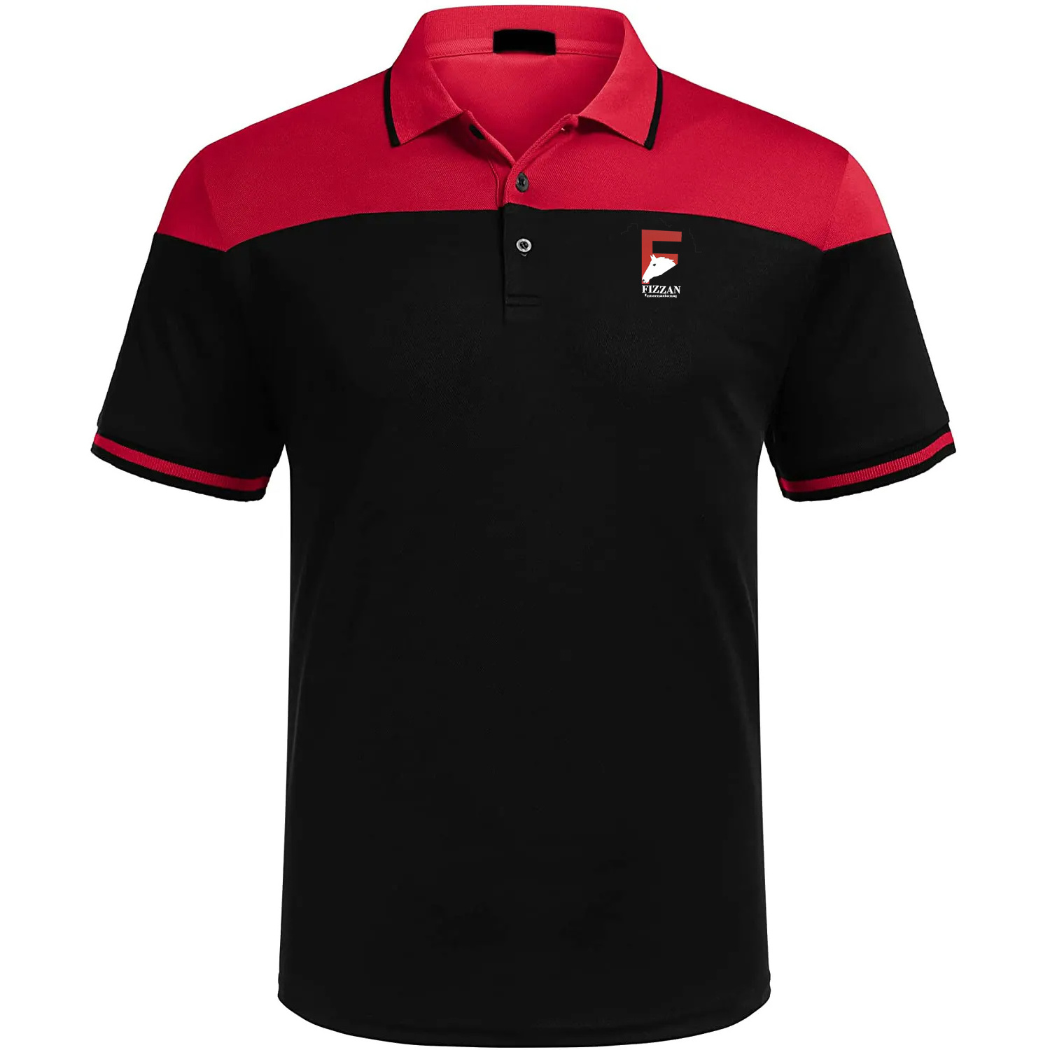 Fizzan International Red Black Polo Collar shirts For Men With Logo Embroidery Cotton T-shirts Polo Shirts for Men