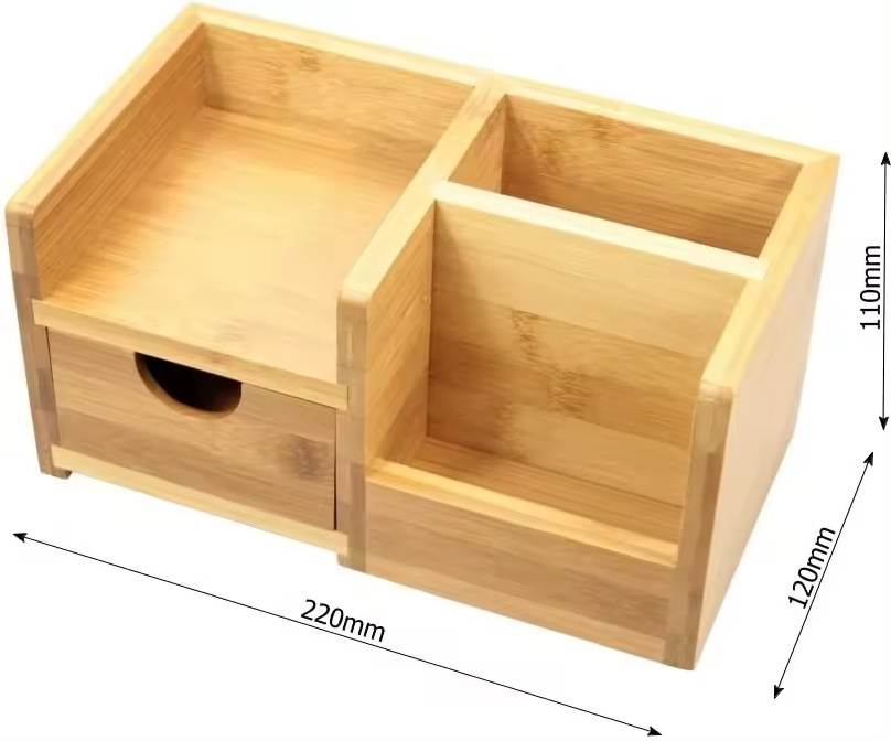 Bamboo Desk Organizer with Drawer Set of 4 Natural Bamboo Desk Storage with Pen Holder and Drawer Organizer