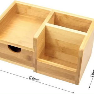 Bamboo Desk Organizer with Drawer Set of 4 Natural Bamboo Desk Storage with Pen Holder and Drawer Organizer