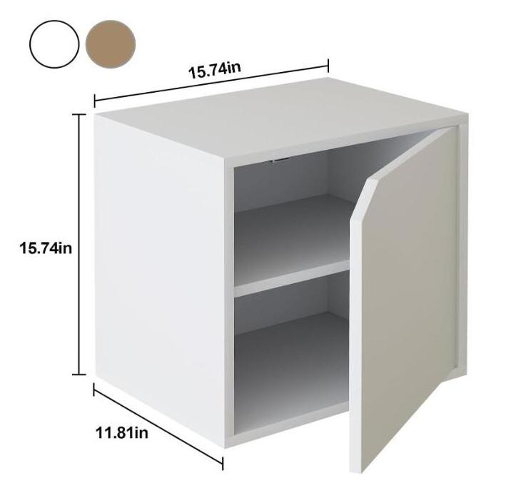 Cube 2 Tires White Stackable Storage Shelf with Door, Cubby Organizer Wooden Display Shelf Closet Organizer