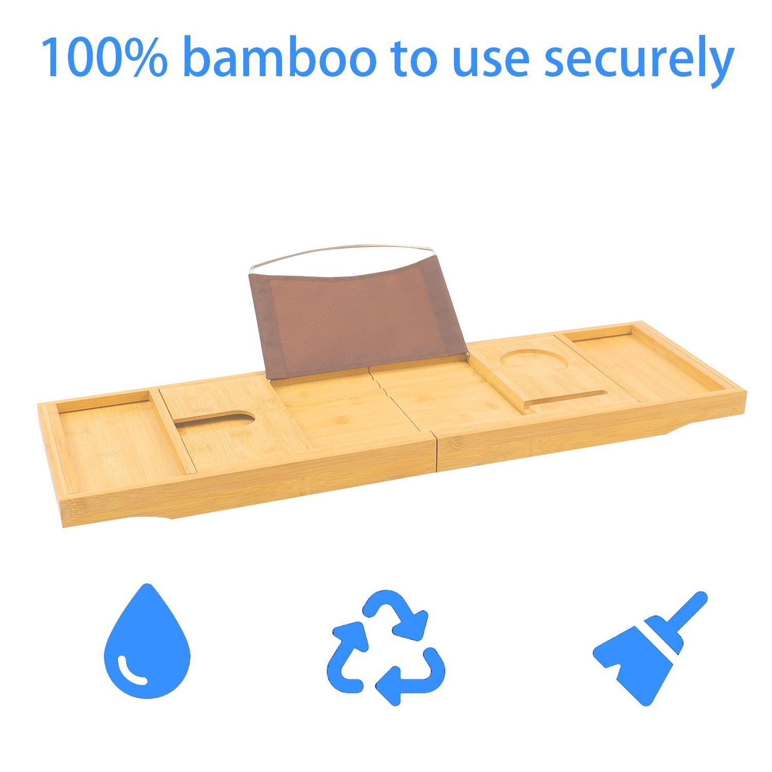 Bamboo Bathtub Caddy Tray Bridge Wooden Bath Rack Bathroom Accessory Bath Shelf Over Tub