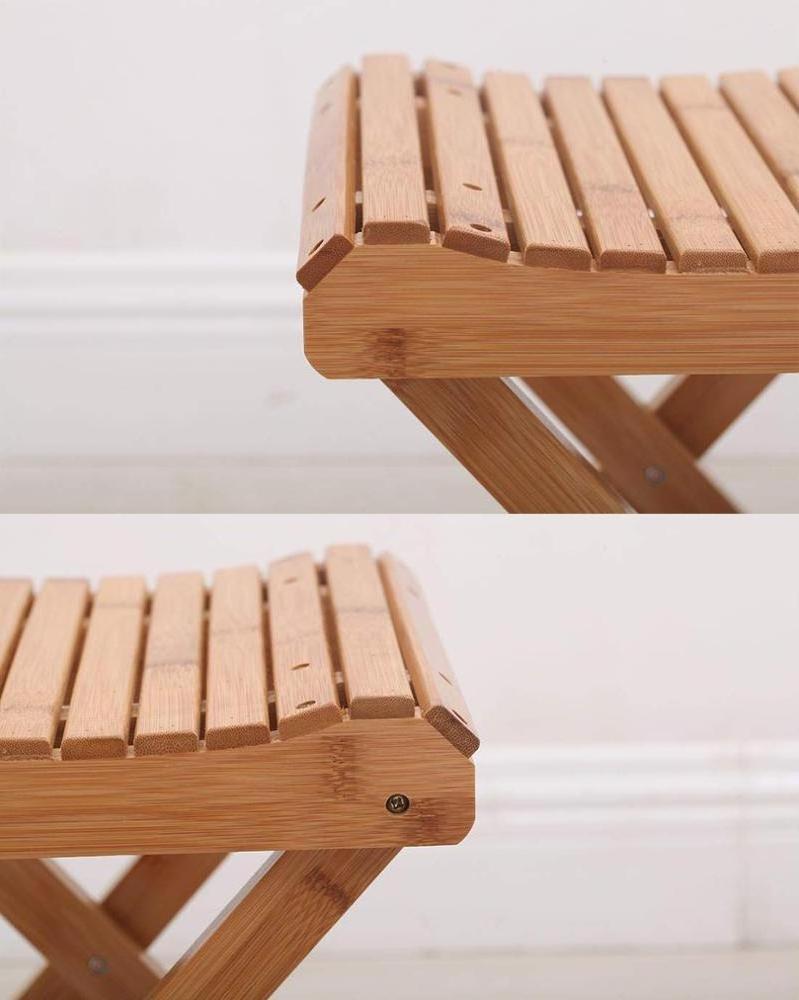 Bamboo Folding Stool for Shaving Shower Foot Rest Home Portable Folding Seat