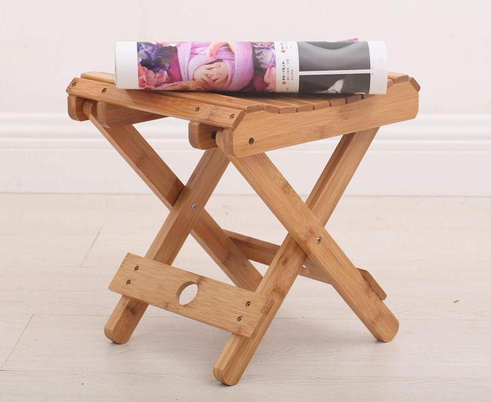 Bamboo Folding Stool for Shaving Shower Foot Rest Home Portable Folding Seat