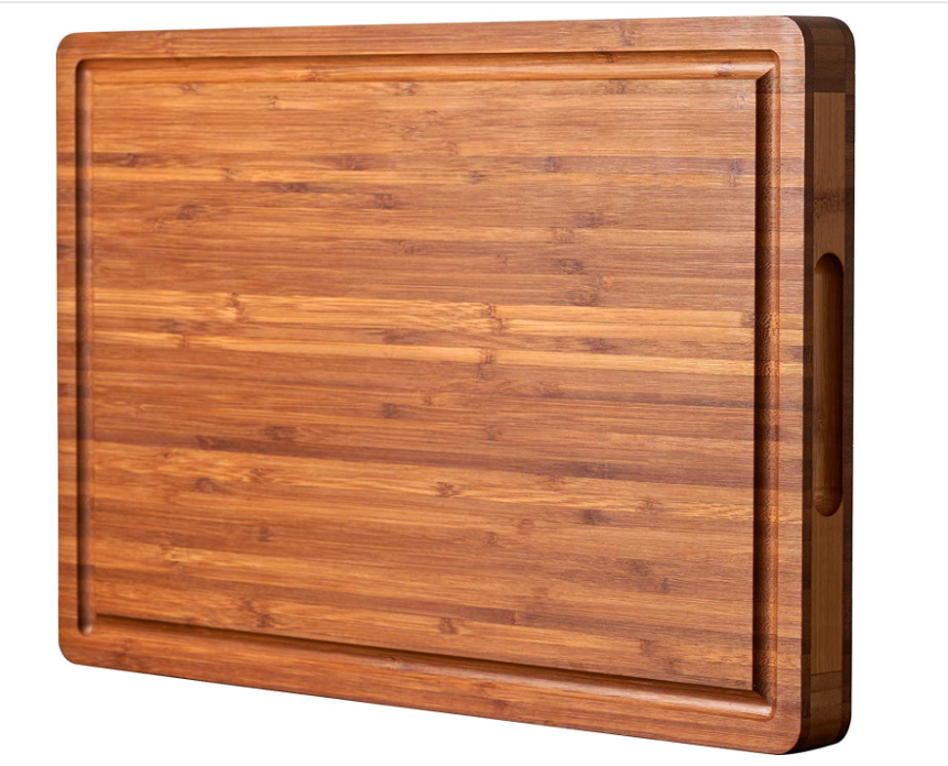 Bamboo  Cutting Board for Kitchen Cheese Charcuterie Board, with Side Handles and Juice Grooves