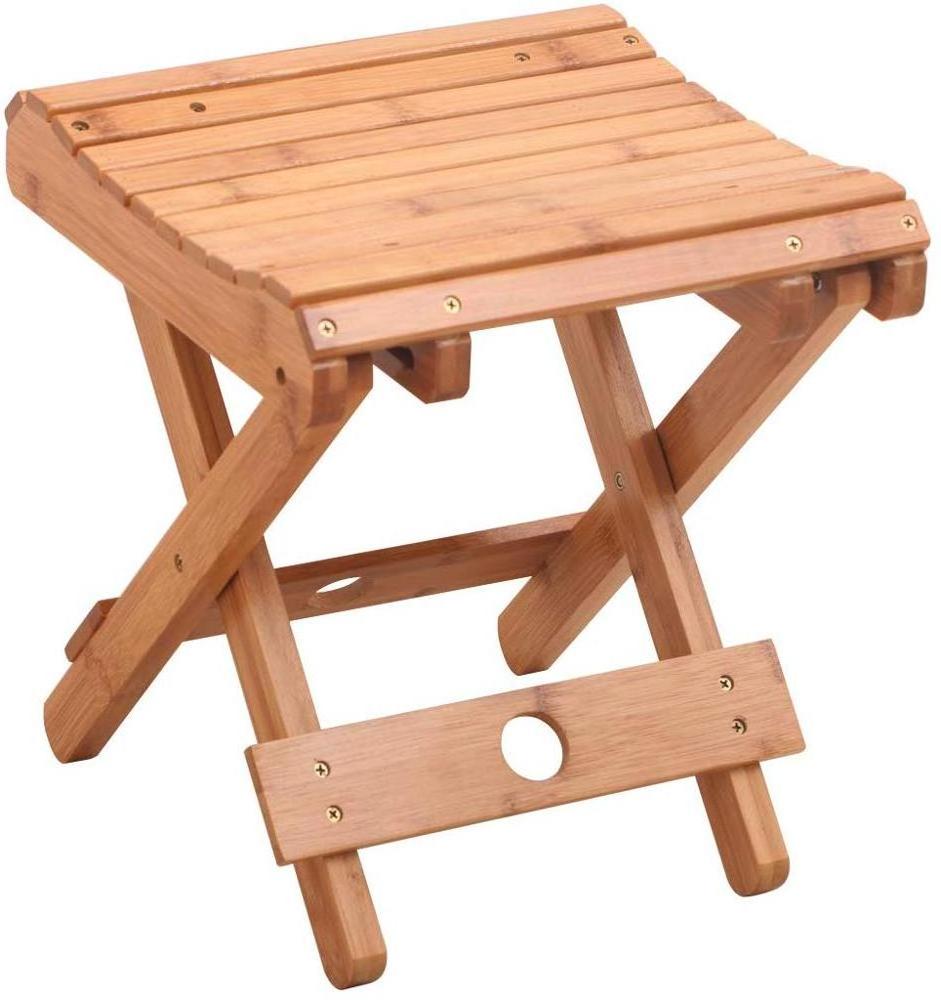 Bamboo Folding Stool for Shaving Shower Foot Rest Home Portable Folding Seat