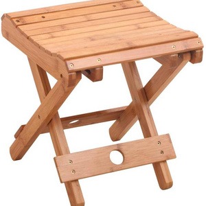 Bamboo Folding Stool for Shaving Shower Foot Rest Home Portable Folding Seat