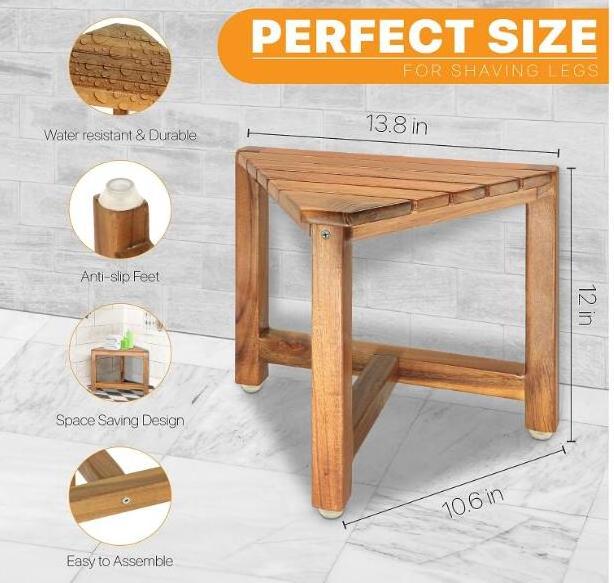 Shower Foot Rest 12 in - Shower Stool for Shaving Legs, Small Corner Bathroom Bench Suitable for Small Shower Spaces