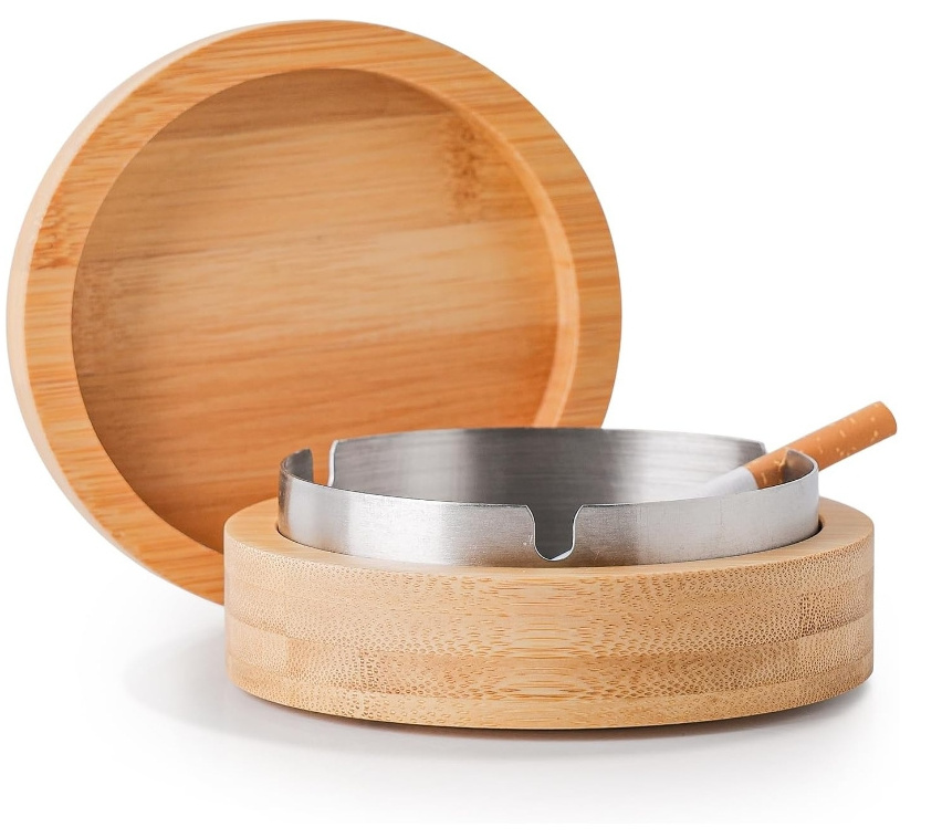 Ashtray for cigar, Cute Ashtray with Lid Stainless Steel Liner, Cool Ashtrays for Cigarettes Outdoor or Indoor Use