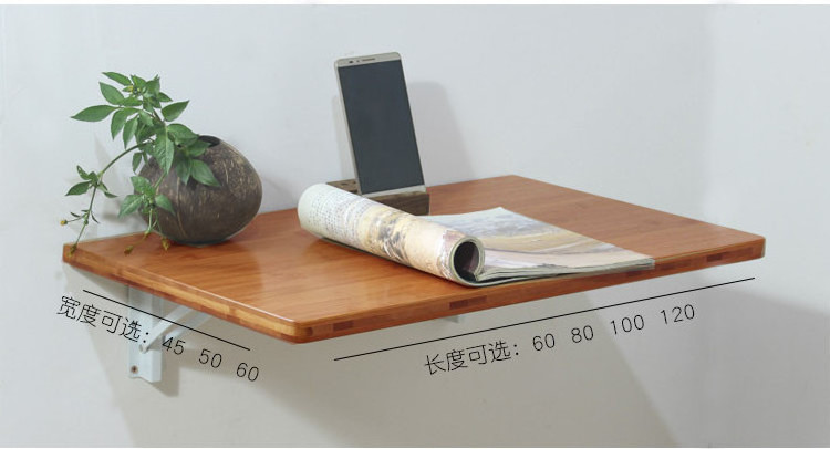 wall -mounted foldable bamboo table for study or computer