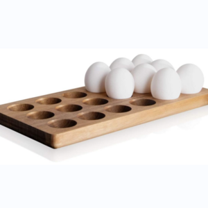 Premium Rustic Wooden Egg Holder for Deviled Egg Acacia Chicken Coop Egg Tray for Refrigerator and Counter TOP Storage