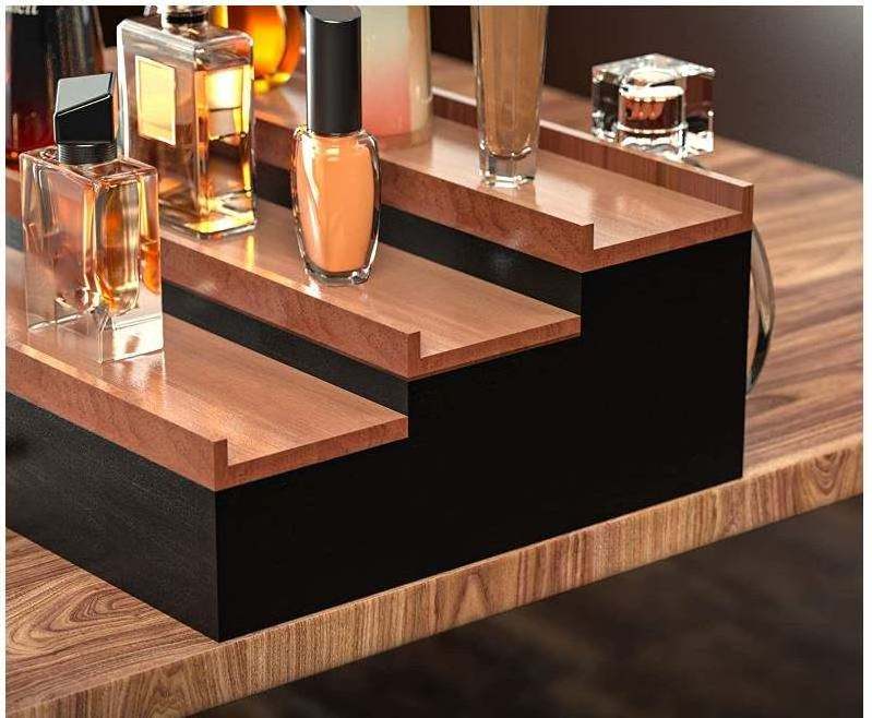 Wooden Cologne Organizer for Men 3 Tier of Elevated Cologne Display Shelf with Drawer Storage Perfume Organization