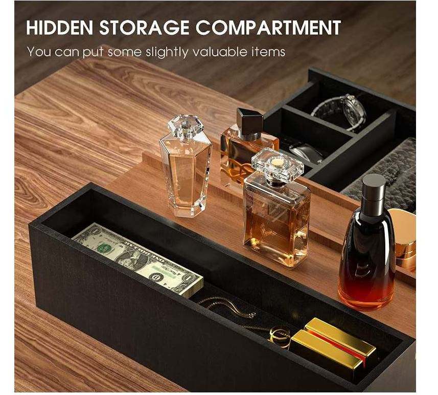 Wooden Cologne Organizer for Men 3 Tier of Elevated Cologne Display Shelf with Drawer Storage Perfume Organization