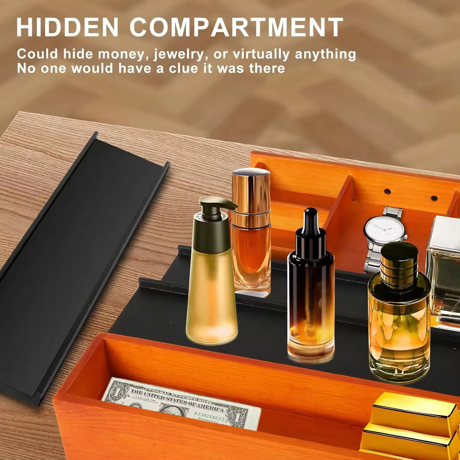 Wood Cologne Organizer for Men Women,3 Tier Elevated Cologne Shelf Perfume Stand Organizer for Bedroom