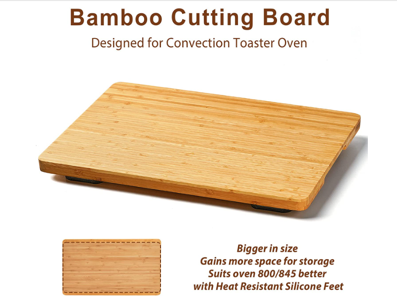 Wood Storage Bamboo Cutting Board for Toaster Smart Oven with Heat Resistant Silicone Feet Bamboo Board for Smart Oven Air Fryer