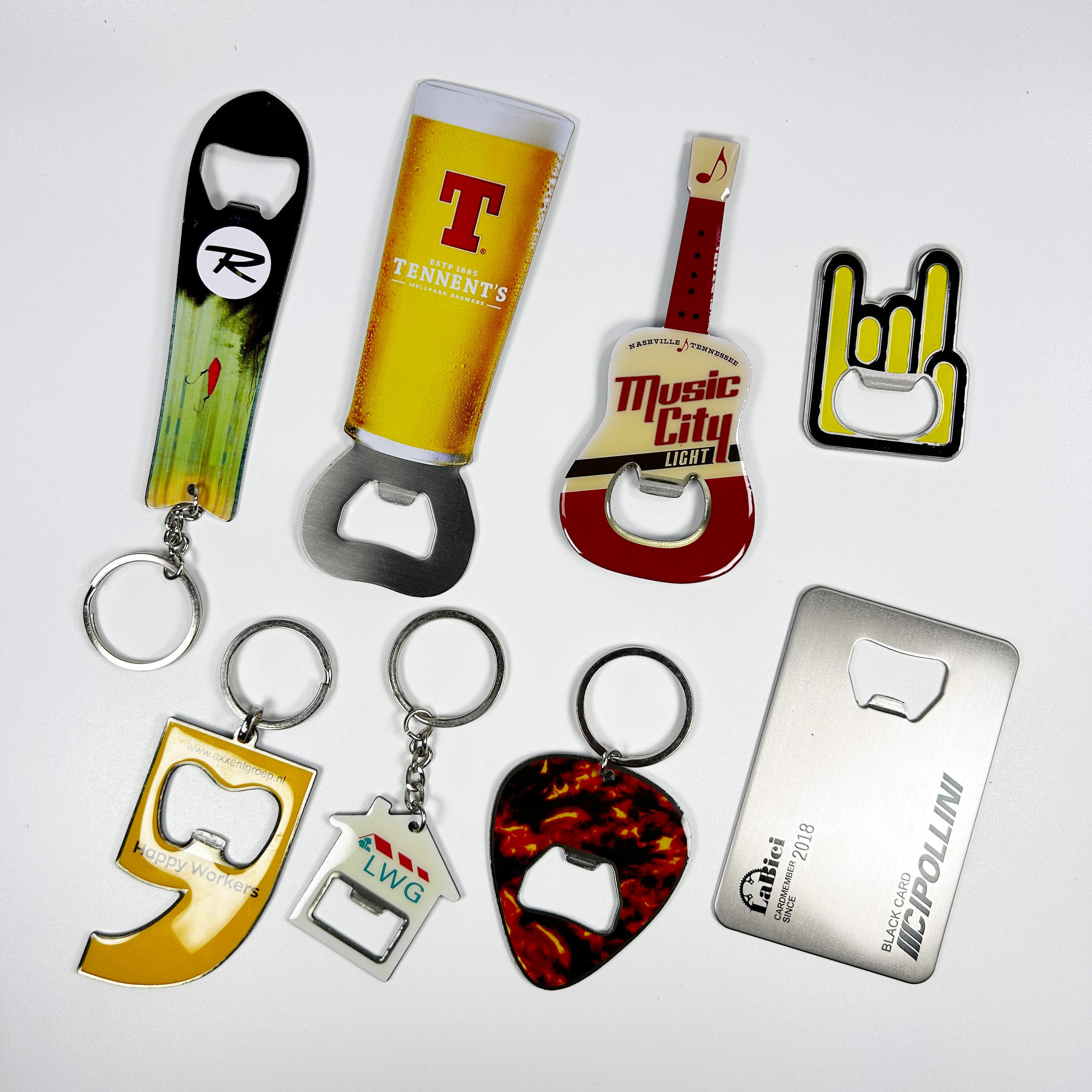 Oem Manufacture Stainless Steel Metal Logo Key Chain Openers Card Shape Keychain Beer Custom Bottle Opener