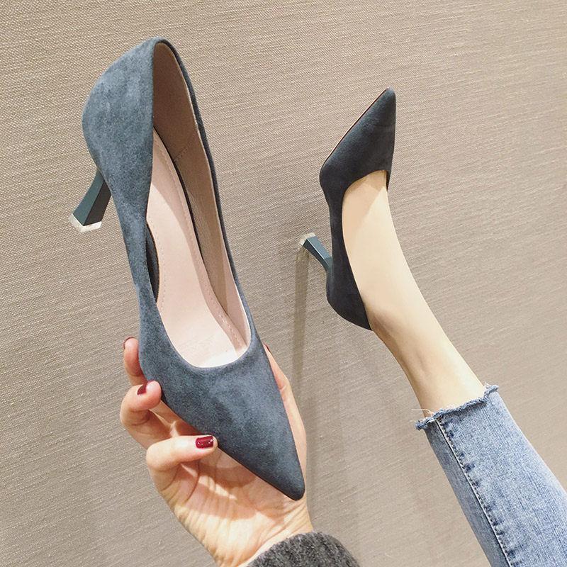 Womens Pumps High Heels Fetish Fashion Woman Pointed Toe Spike Heels Blue Black High Heel Office Pu Work Party Wedding Shoes