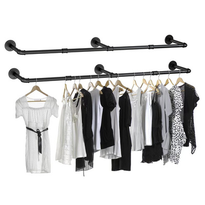 Wall Mount Clothing Racks For Boutique Black, Fashion Clothes Display Rack Pipe Clothing Racks