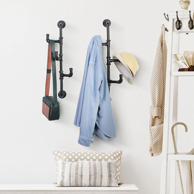 Black Coat Hooks Hook Racks Heavy Duty Hook Rail for Hats Towels Handbags Robe Wall Mounted Coat Rack