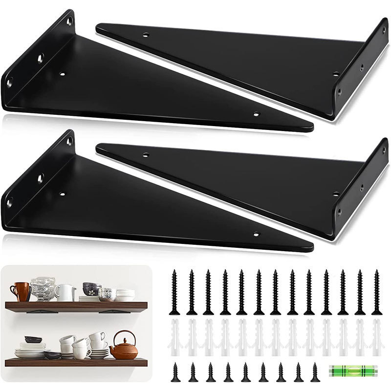 Shelf Brackets 6 Inch, Heavy Duty & Extra Thick Corner Brace Black Steel Decorative Angle Bracket For Shelf