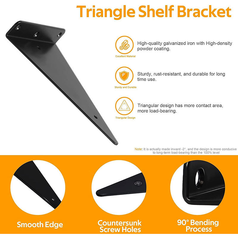 Shelf Brackets 6 Inch, Heavy Duty & Extra Thick Corner Brace Black Steel Decorative Angle Bracket For Shelf