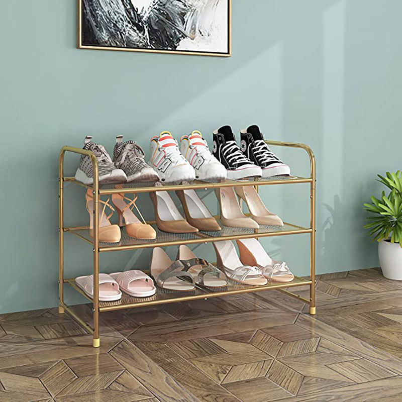 Sturdy Simple Trending 3-Tier Stackable Shoe Rack, Gold Stable Adjustable Shelf Storage Modern Design Shoe Rack