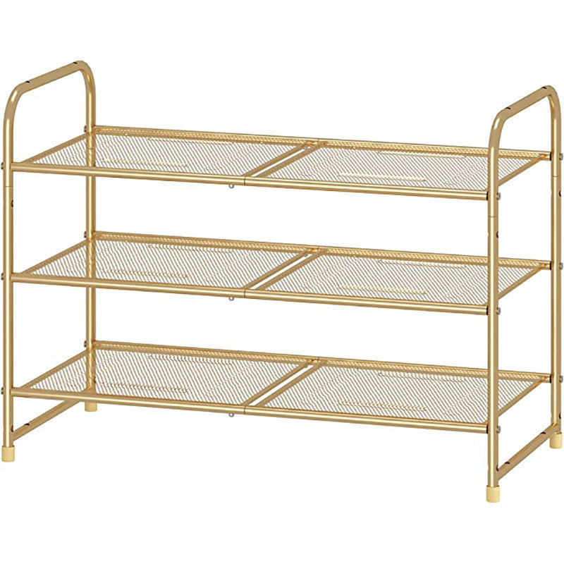 Sturdy Simple Trending 3-Tier Stackable Shoe Rack, Gold Stable Adjustable Shoe Rack For Boots