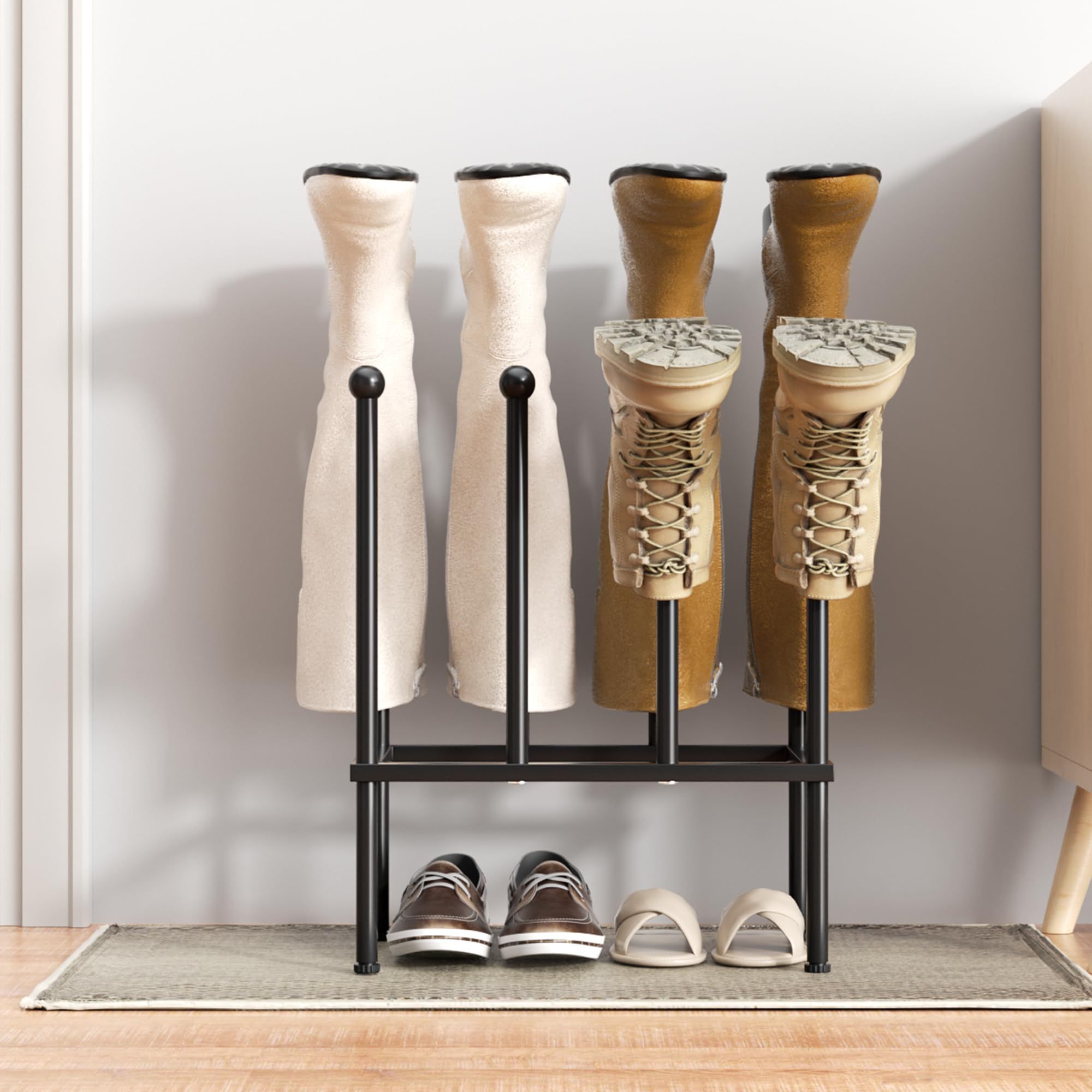 Sturdy Simple Trending Stackable Shoe Boot Storage Rack, Gold Stable Adjustable Boot Rack