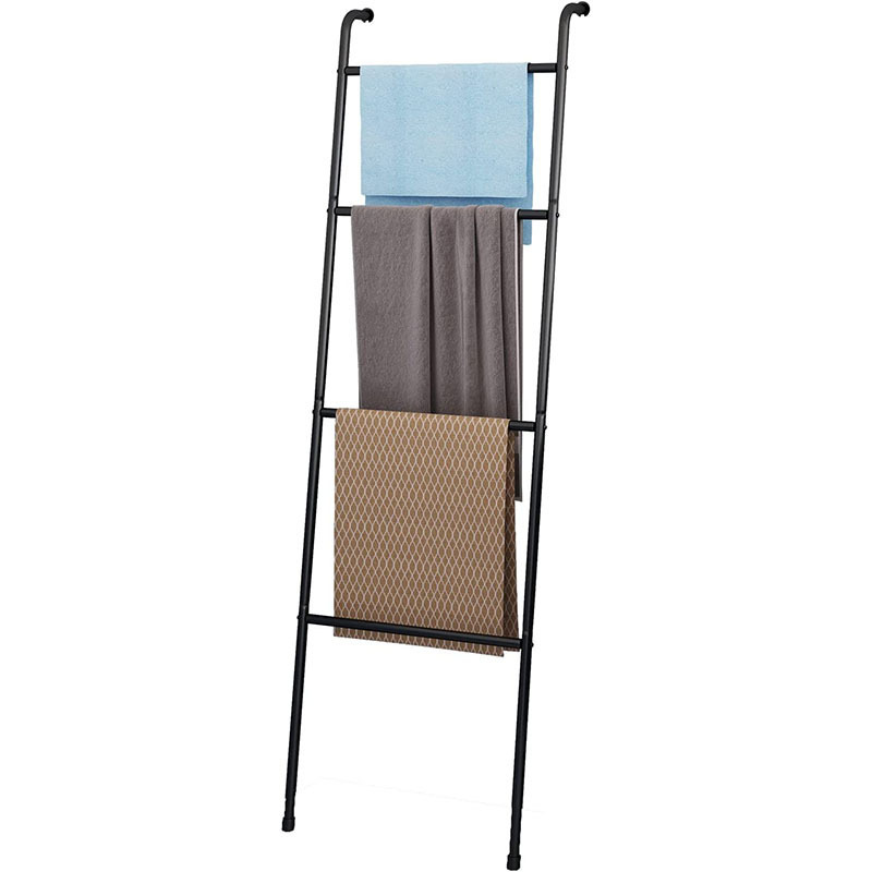 61 Inch Multifunctional Blanket Ladder Holder, Standing 4 Tier Towel Storage Rack For Bathroom