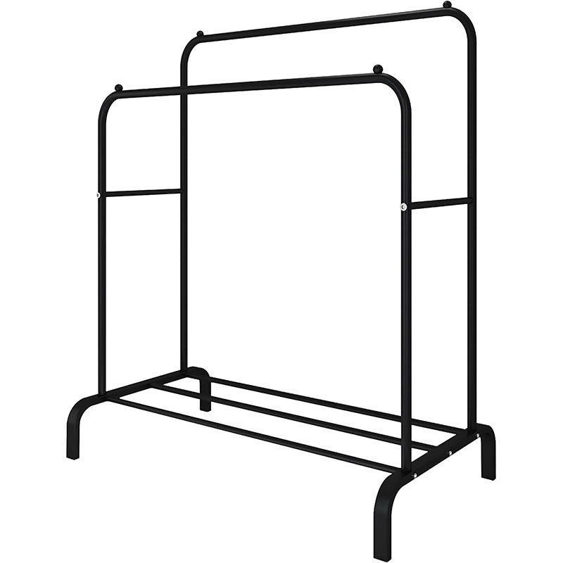 43.3 Inches Freestanding Double Rod Clothing Racks For Hanging Clothes, Black Large Storage Space Sturdy Clothing Rack