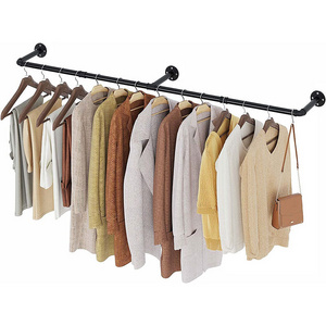 Good Price Industrial Style Wall Mounted Closet Rod, Industrial Pipe Clothing Rack For Hanging Clothes