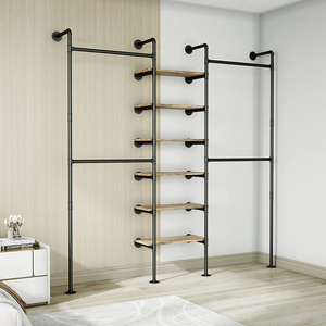 Easy To Assemble Dressing Room Open Wardrobe Clothing Rack Bedrooms Column Aluminum Pole Walk In Closet