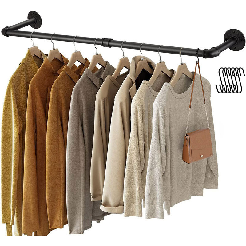 Good Price Industrial Style Wall Mounted Closet Rod, Hanging Clothes Rack Plantenhanger Outdoor Heavy Duty Plant Wire Hanger