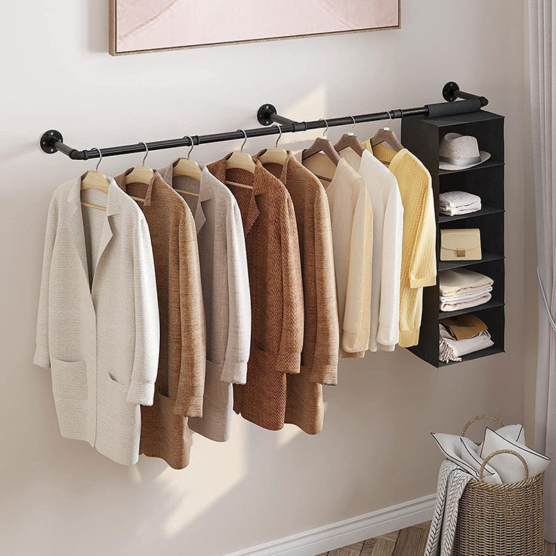 Good Price Industrial Style Wall Mounted Closet Rod, Industrial Pipe Clothing Rack For Hanging Clothes