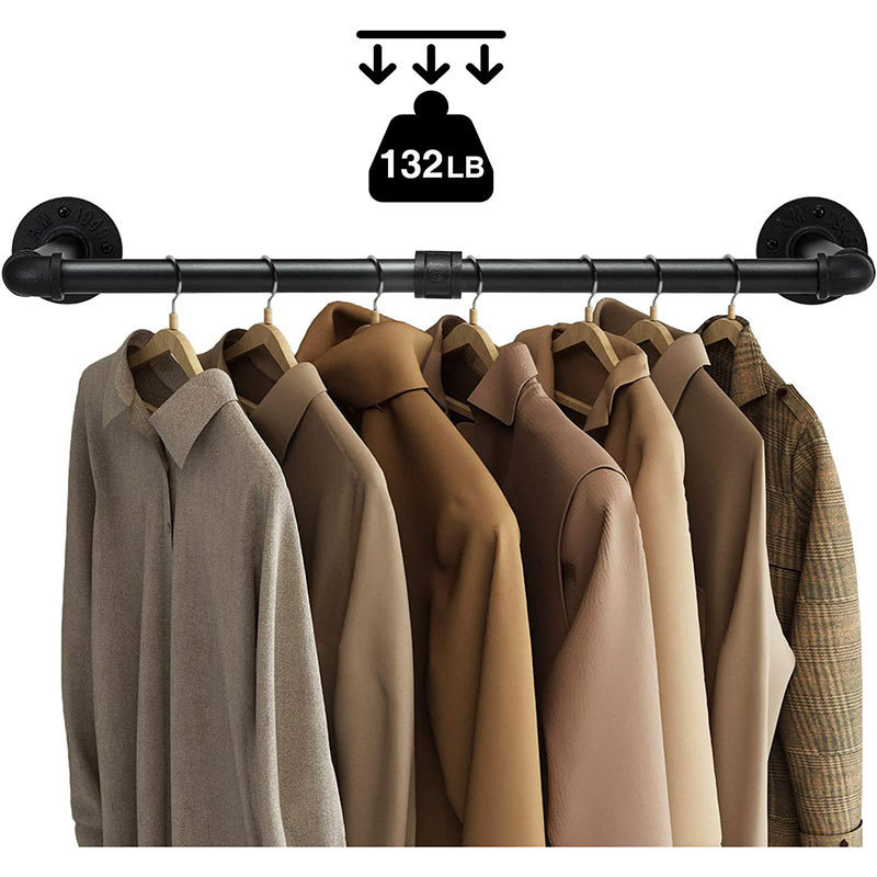 Good Price Industrial Style Wall Mounted Closet Rod, Hanging Clothes Rack Plantenhanger Outdoor Heavy Duty Plant Wire Hanger