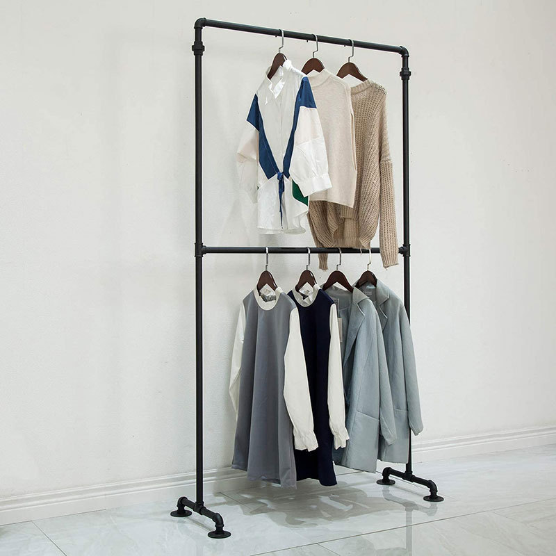 Anxi Craft 2-Tier Commercial Garment Rack Standing Display, European Style Iron Shirt Display Rack